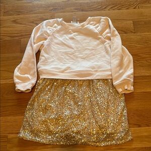 Kids Gold Sequin Skirt with Cream Top